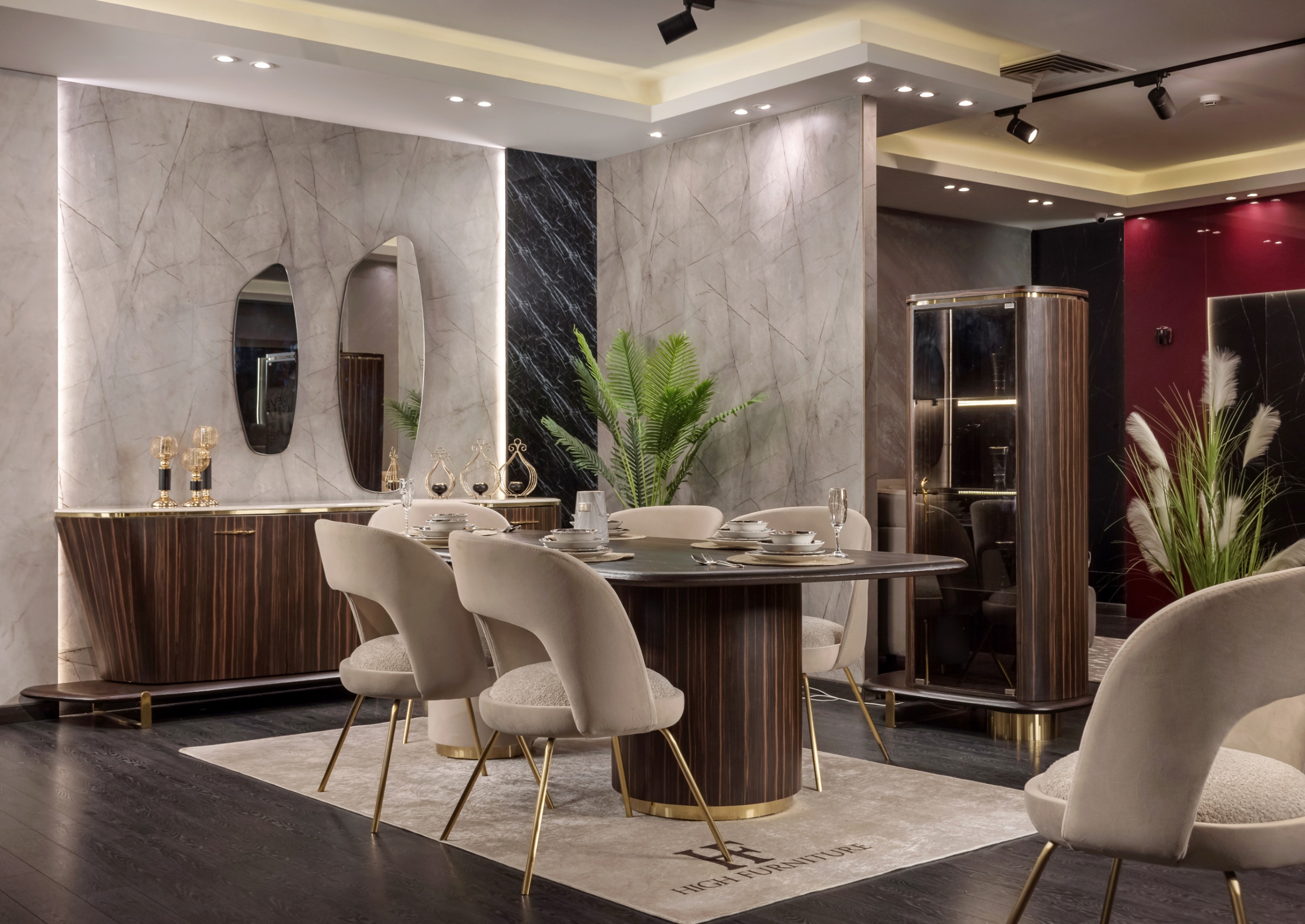 1782231529_14-1.jpg Velvet Dining Room Set - Image 1