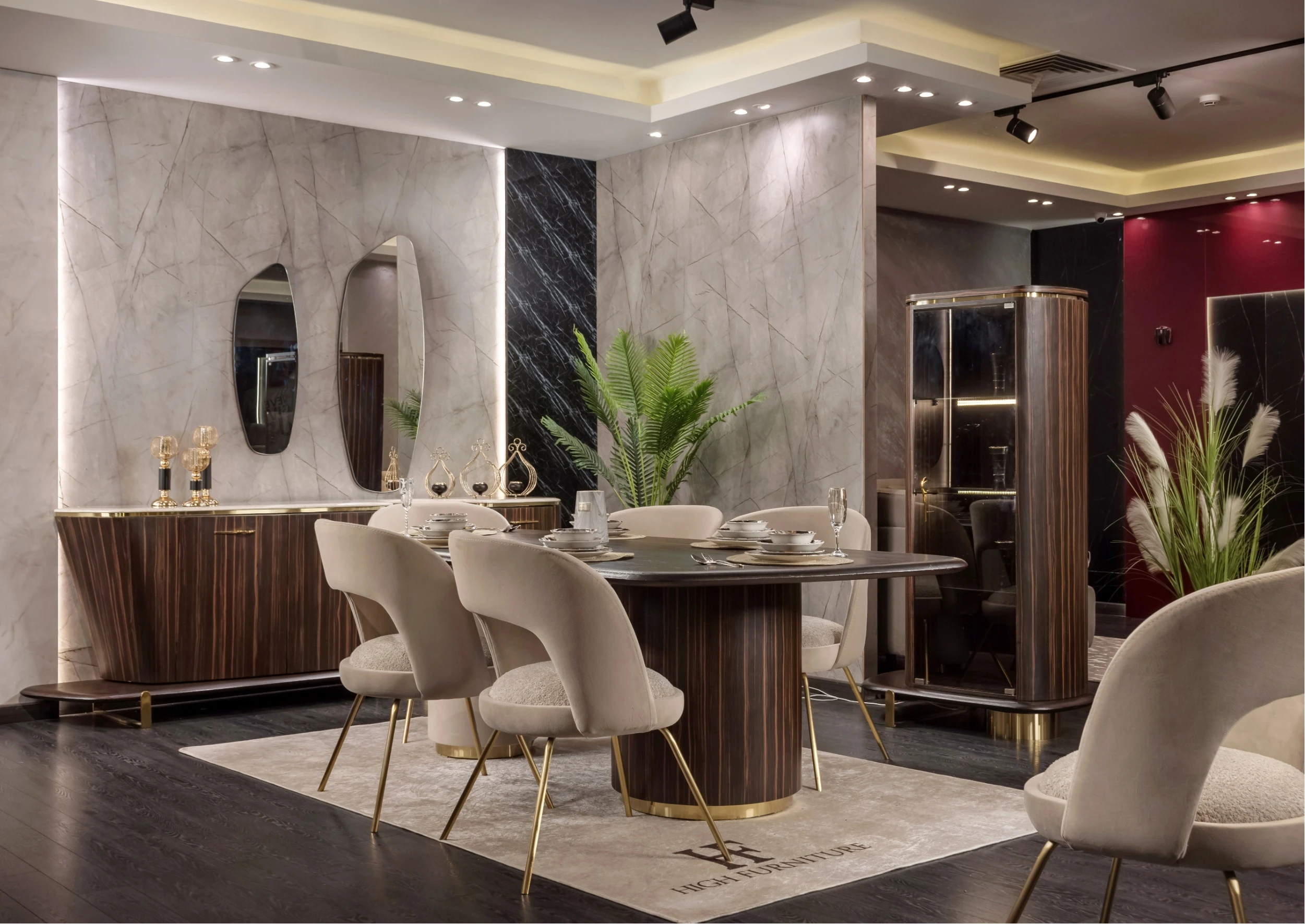 1782231529_14-1.jpg Velvet Dining Room Set - Image 1